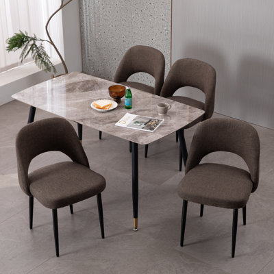 Modern Upholstered Dining Chair (Set of 6, BROWN)