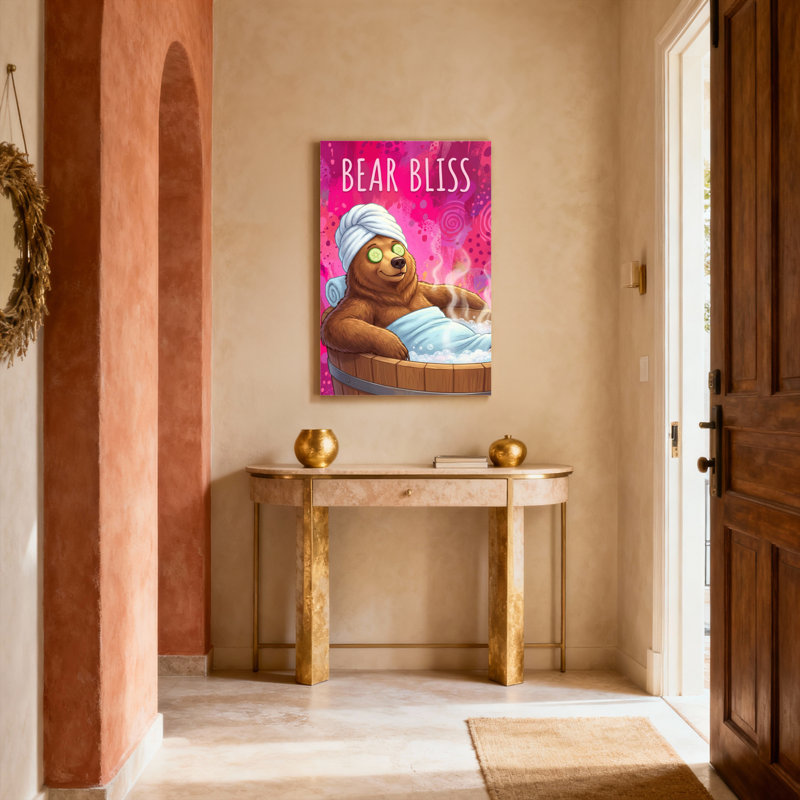 «Bear Bliss», ensemble de 1 reproduction d'art sur toile tendue, H 18 po x l 12 po