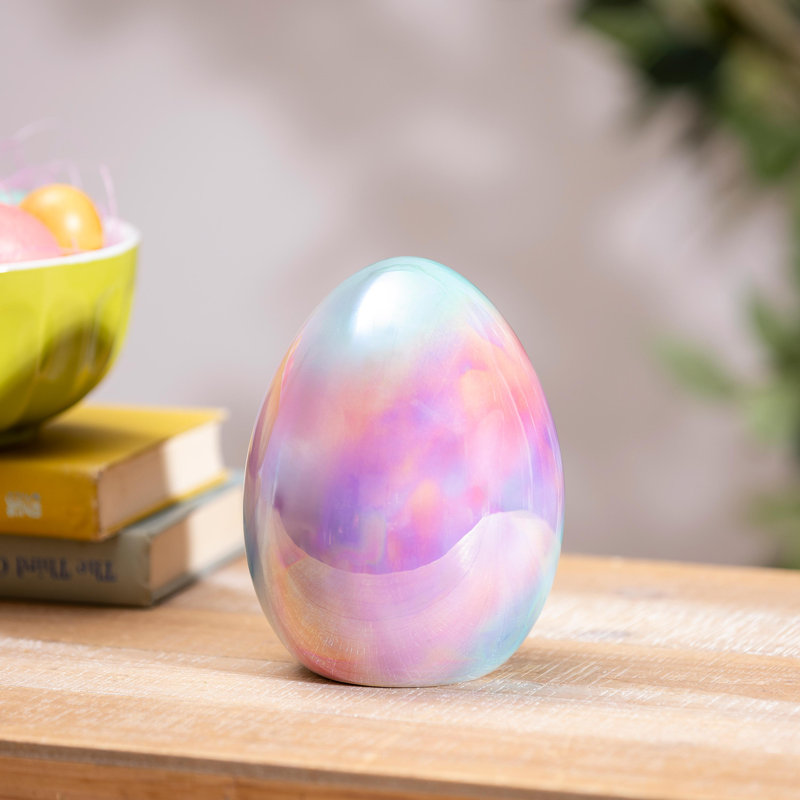 Iridescent Egg Ceramic Table Décor, 6"