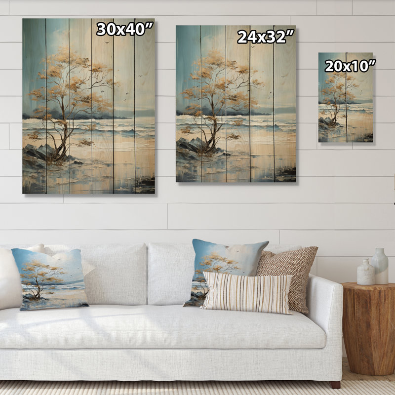 Plage scandinave solitude V sur bois, H 32 po x l 24 po x P 0,78 po