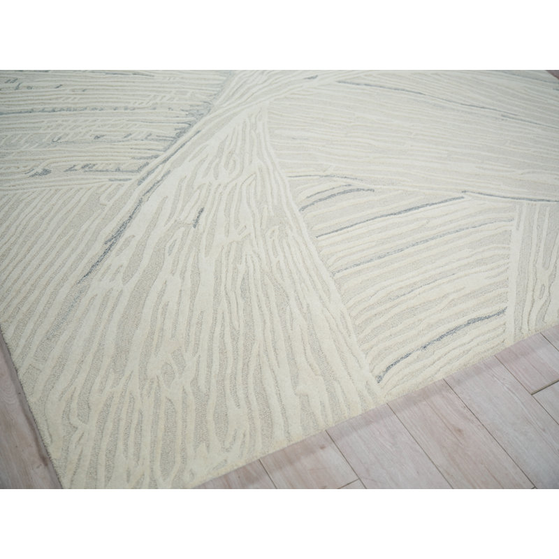 Entro Handmade New Zealand Wool, Silver/Ivory Area Rug, Rectangle 9' x 12'