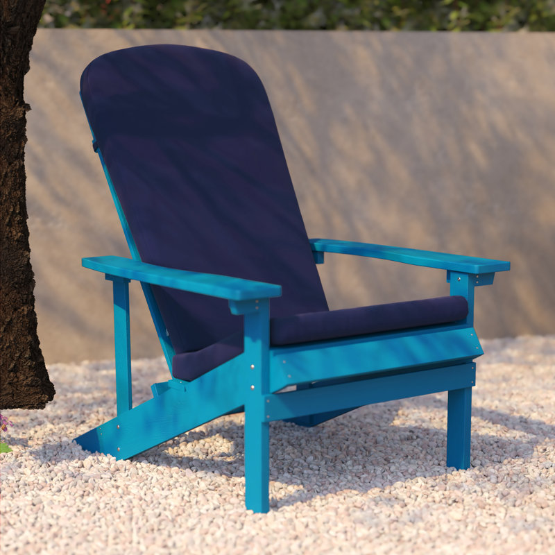 Chaises Adirondack en résine de polyester toutes saisons avec coussins Rangins, Bleu
