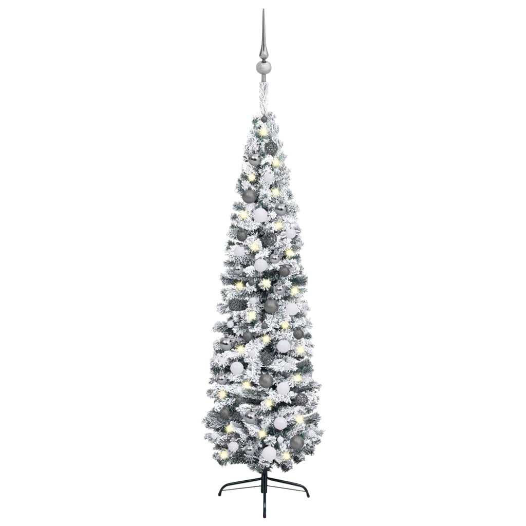 The Holiday Aisle® Slim Artificial Prelit Christmas Tree with Ball Set
