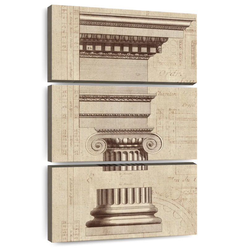 Lilie Architectural Rendering II, toile de jute sépia, H 32 po x l 20 po