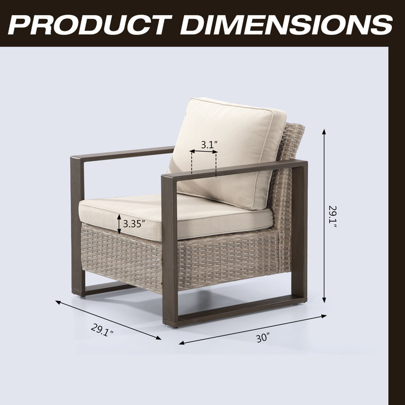 Chaise de patio avec coussins Creal, Beige