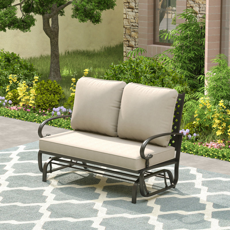 Fauteuil oscillant d'extérieur en métal Bular, Beige