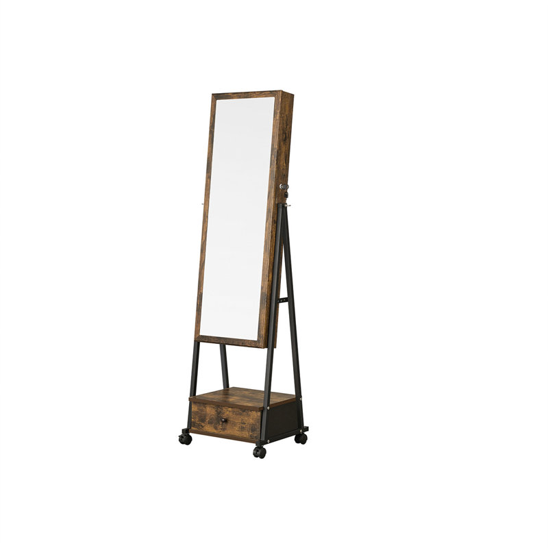 Isamary Freestanding Jewelry Armoire, Rustic Brown/Black