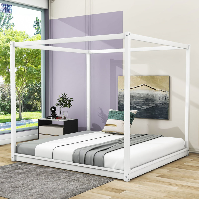 Plainville King Canopy Bed, White