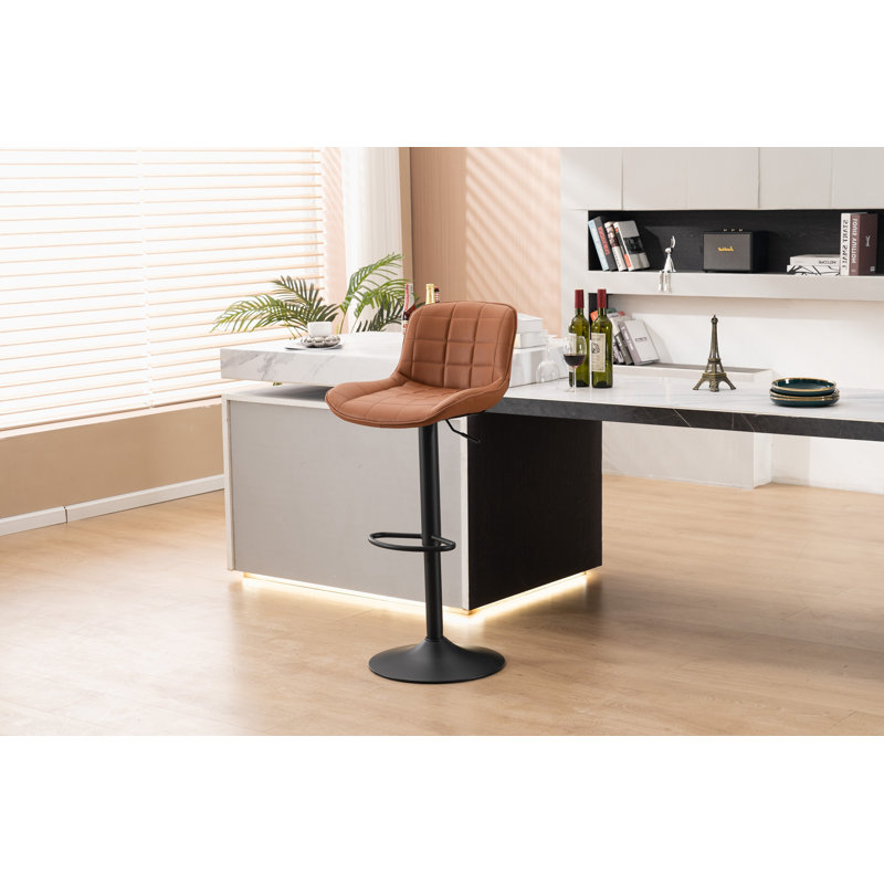 Adjustable Height Counter Stool with Iron Frame, Light Brown