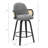 26" Modern Swivel Counter Height Bar Stool with Cane Back, Upholstered Performance Fabric Seat, Bentwood Frame & Metal Footrest, Dark Gray – Ava by Pipp & Liv (Single)-1223319114