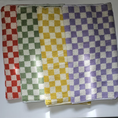 Cotton Hand Towels Set Of 4 - Soft, Absorbent, And Decorative Checkered Design For Bathroom, Kitchen, Gym, And Spa And More,13 X 29 Inches