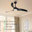 52in. 3-blades Woodgrain Finish Dimmable Changeable 3000k/4000k/5000k Led Ceiling Fan With Remote Control-1472160580