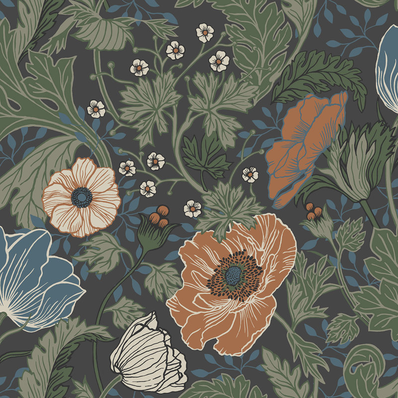 Bryanna 10.05m x 53cm Matte Wallpaper Roll, Dark Green