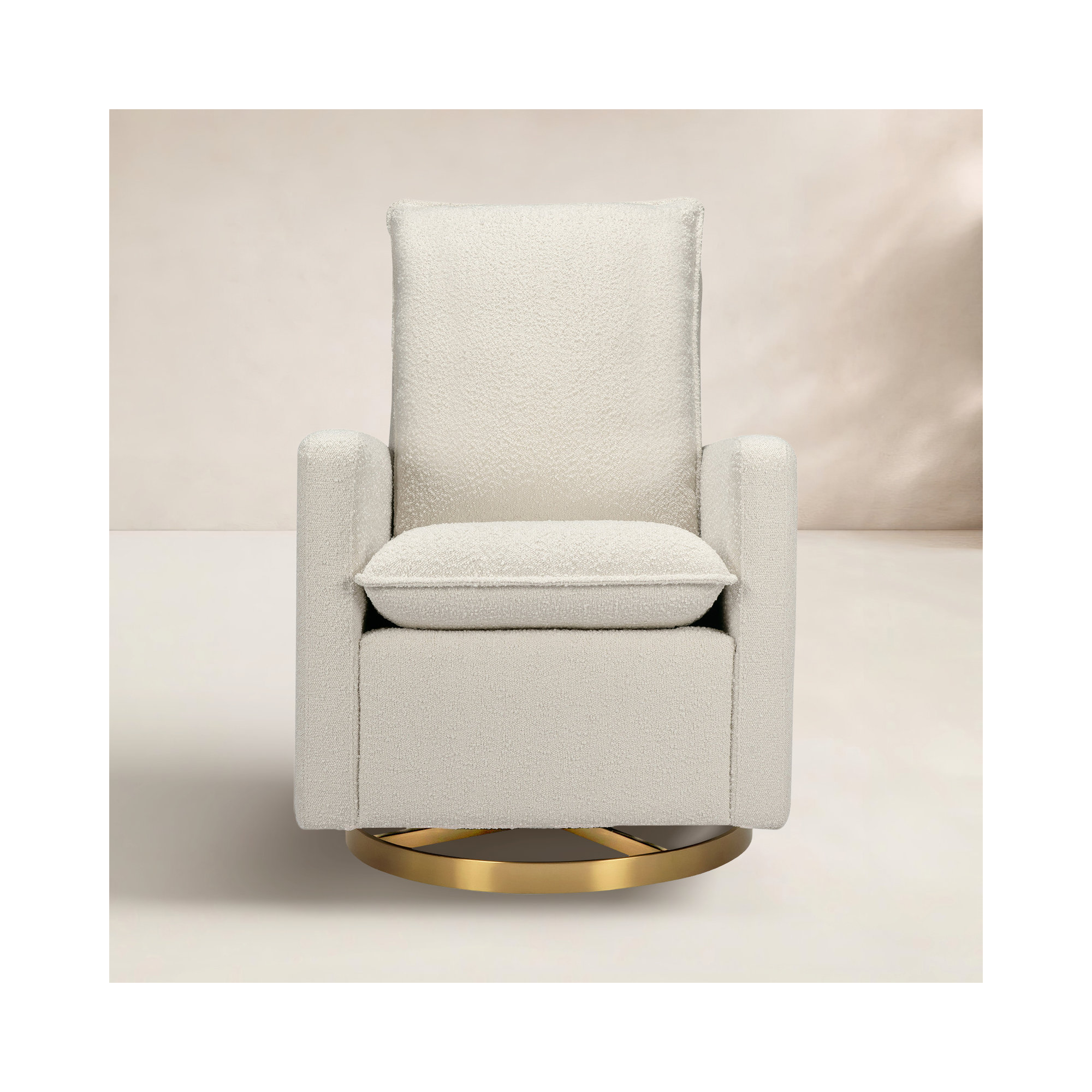 Cali Pillowback Swivel Glider, Ivory Boucle/Gold Base