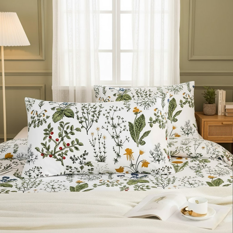   Ensemble de 2 taies d'oreiller, taies d'oreiller 100% coton, et housses de fermeture à enveloppes respirantes à imprimé floral (20 po x 36 po)