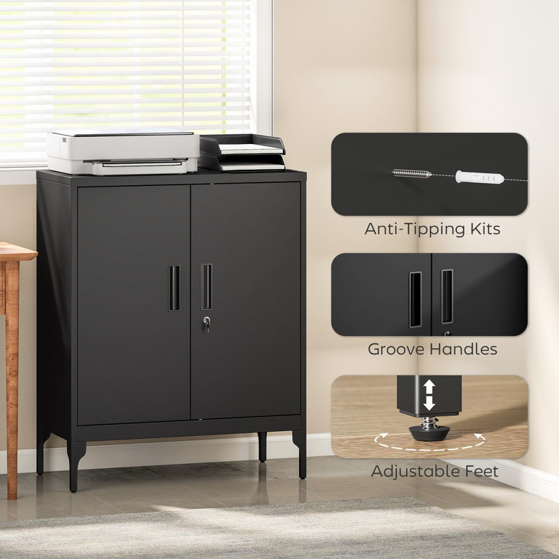2 -Door Storage Cabinet, Black