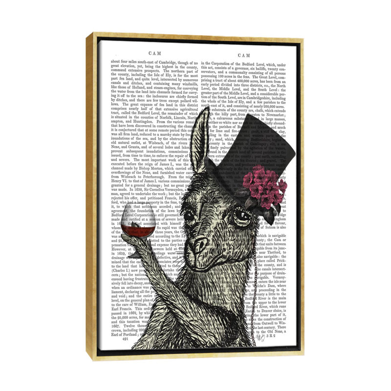 «Llama Lush II» par Fab Funky - impression d'art graphique, H 40 po x l 26 po x P 1,5 po, Toile encadrée d'or, Aucun mat