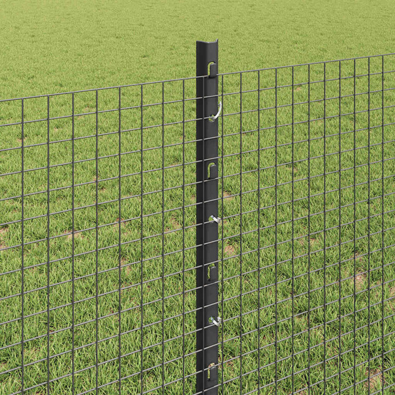Vidaxl Fence With Posts Steel, 80cm H x 2500cm W x 2.7cm D, Grey