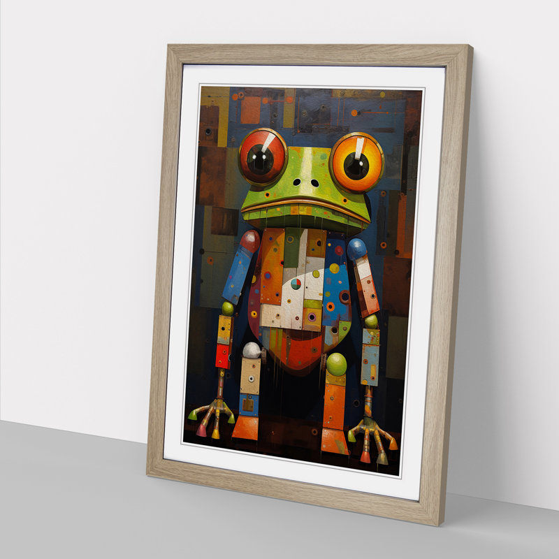 Frog Constructivism No.3 - Framed Print, 64cm H x 46cm W, Oak Framed