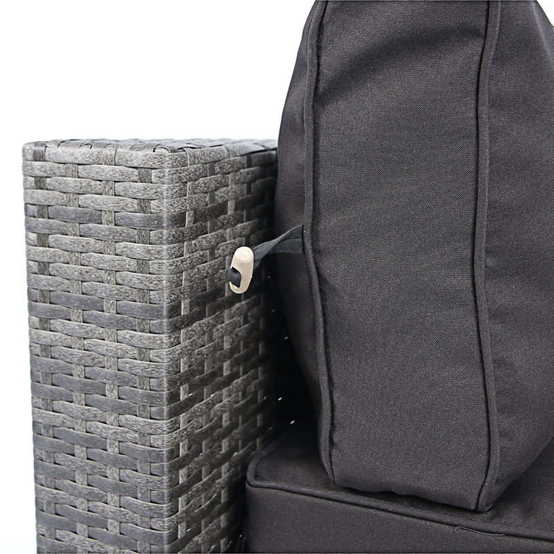 Ensemble de canapé modulaire d'extérieur 5 pièces 5 pièces, Gris, Noir