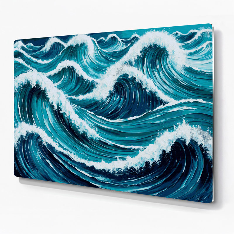 Hawaiian Wave Curls, art mural en métal vert, H 16 po x l 20 po