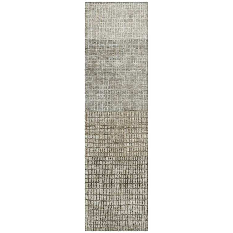 Machine Washable Indoor/Outdoor Xhevrie Taupe Rug