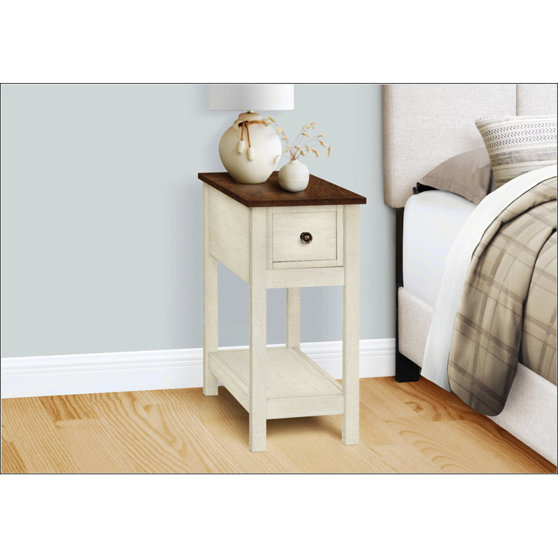 Table d'appoint haute 24 po, Blanc / Brun