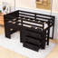 Lit mezzanine simple avec tiroirs de rangement et garde-corps-1293160146