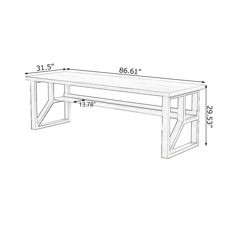 Walnut Rectangular Solid Wood desks, 29.53" H x 86.61" W x 31.5" D