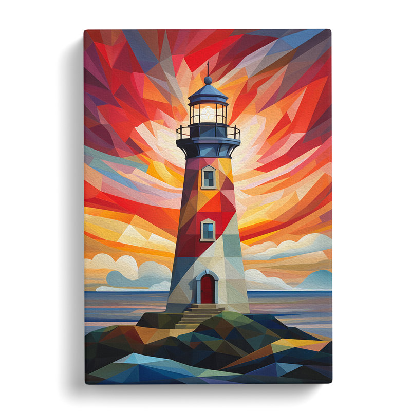 Lighthouse Geometric No.2 - Wrapped Canvas Print, 76cm H x 50cm W x 3cm D