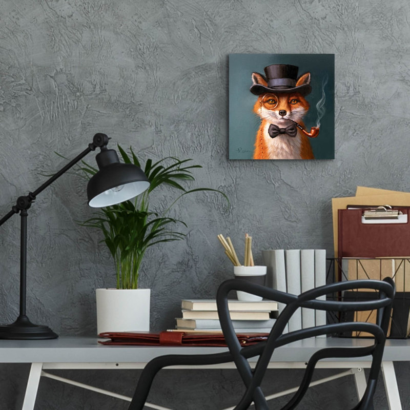  «The Charmant Mr. Fox» par Lucia Heffernan, art mural en verre acrylique, 12 po x 12 po