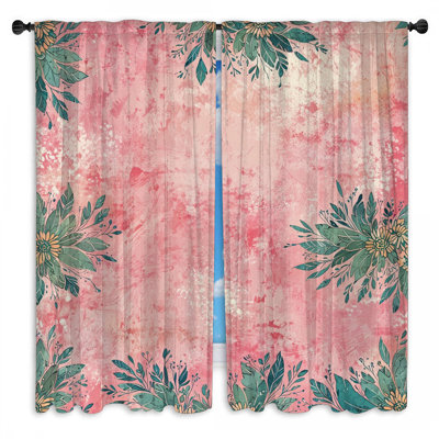 Rideaux de fenêtre à motif floral et fleurs obscurcissant et obscurcissant - 2 panneaux