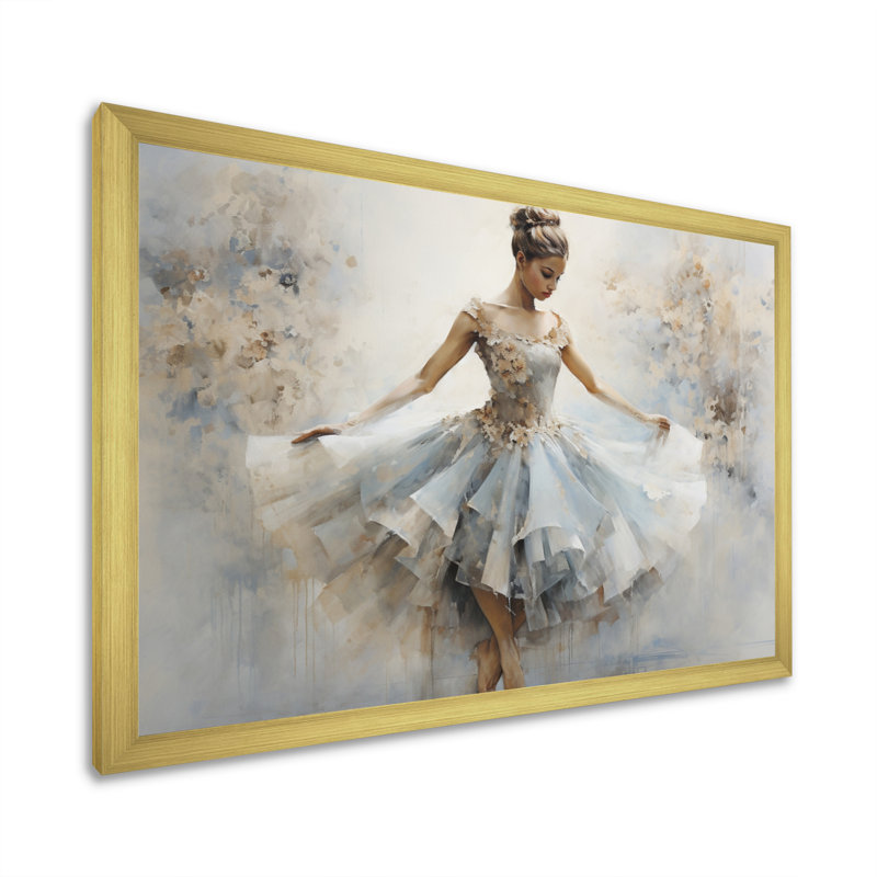 Blue Ballet Dance II, reproduction d'art sur toile, Cadre doré simple, H 12 po x l 20 po x P 1 po