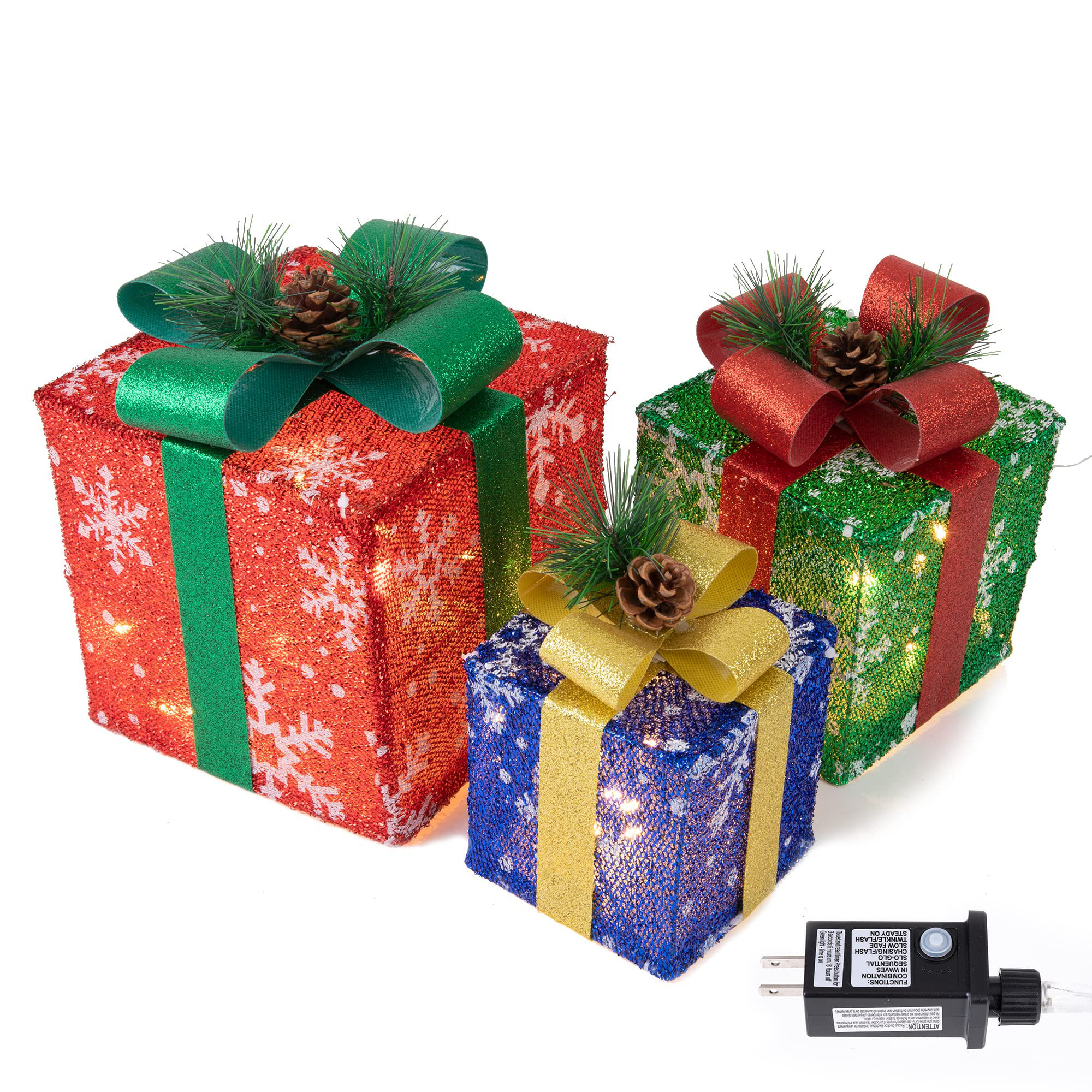 The Holiday Aisle® Set Of 3 Christmas Lighted Gift Boxes | Wayfair