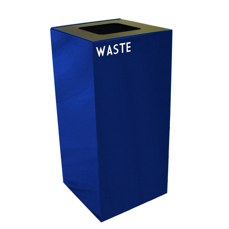 Poubelle de recyclage Geocube 24 gallons, Carrée pour plastiques et déchets, 32 gallons, Bleu