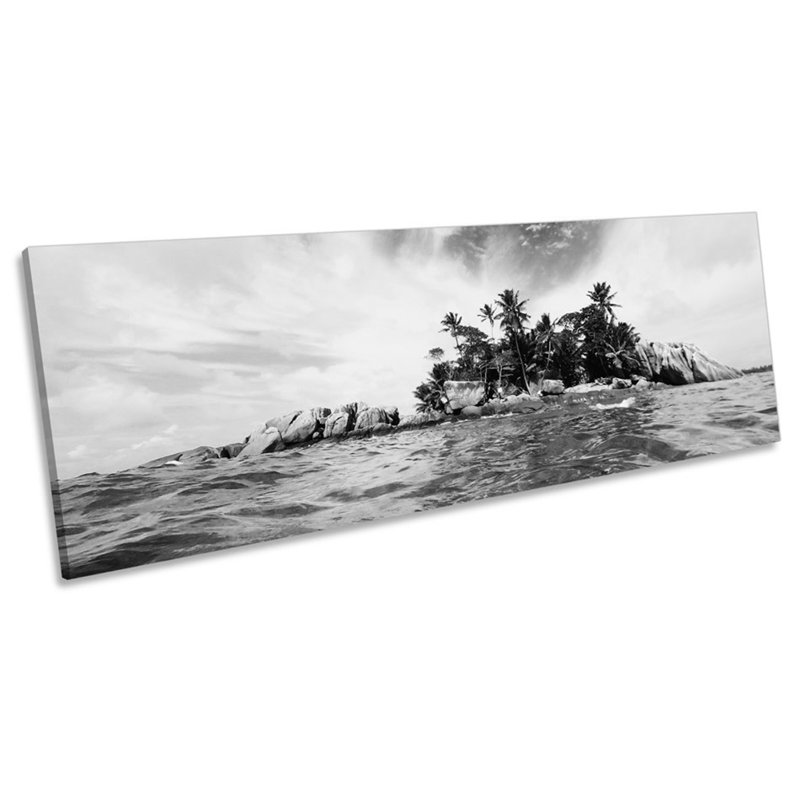 Desert Island Beach Seascape 1 Piece Wrapped Canvas Panoramic Wall Art, 30.48cm H x 91.44cm W x 2cm D