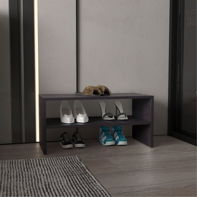 Range-chaussures H 13,7 po, 2 tablettes, wengé noir - salon