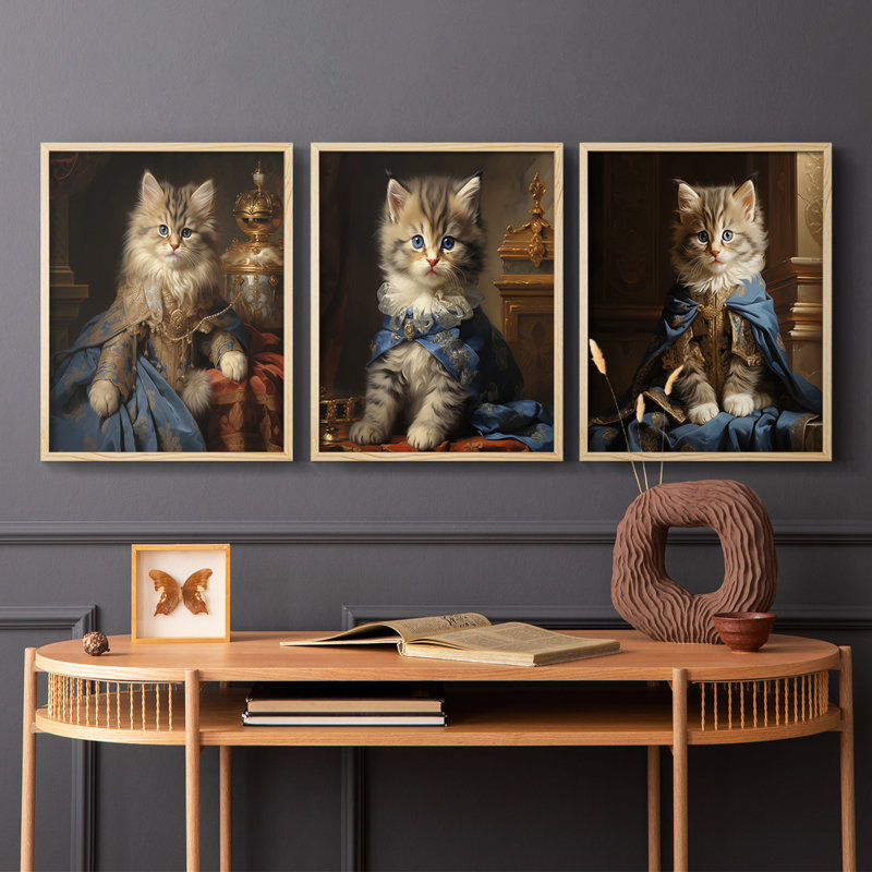Série royale animaux LVI - ensemble de 3 estampes numériques encadrées - prêt à être accroché, H 10 po x l 8 po