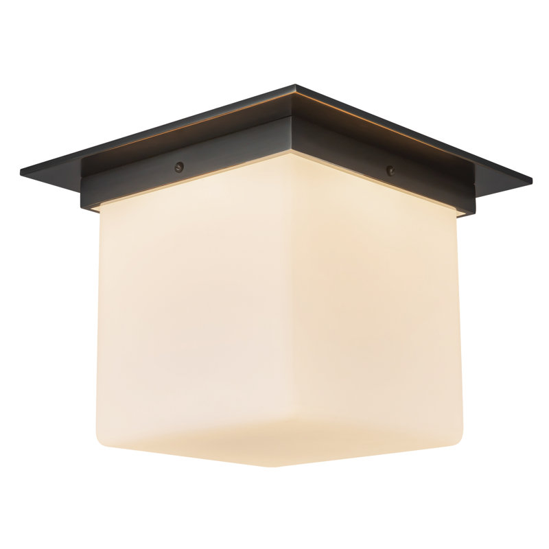 Mineral 11-in Brass Flush Mount, Oil Rubbed Bronze, Opal Glass