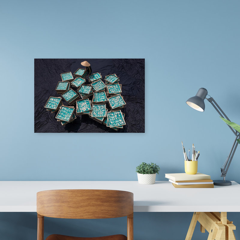 Poisson, motif de séchage traditionnel, abstrait, paysage de poissons, art mural, H 12 po x l 18 po