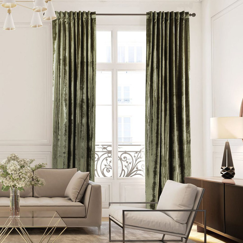 Blackout Thermal with Liner Extra Long & Extra Wide Shiny Velvet Decorative Curtain Panel, 140cm Width x 265cm Drop