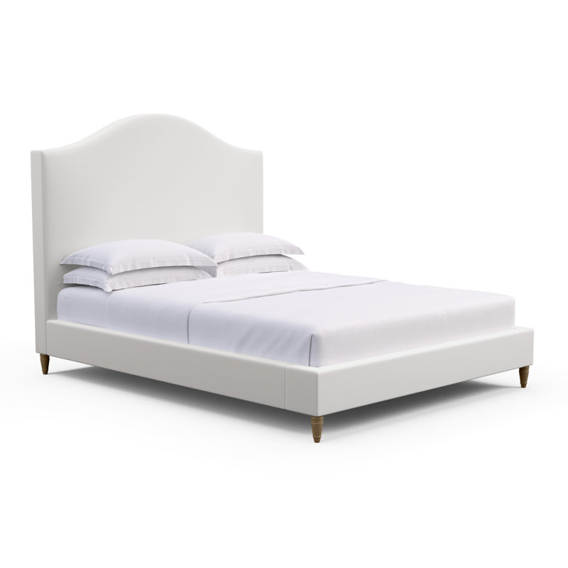 Montague Upholstered Bed, Queen, Box Weave Linen Pumice, Weathered
