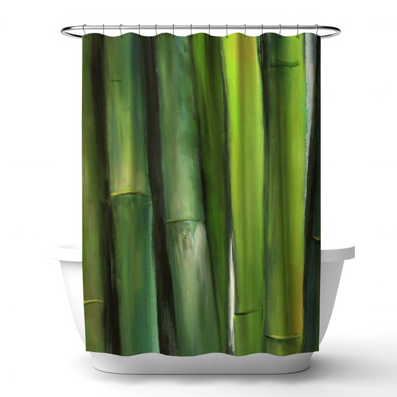 Shower Curtain LA97 – Polyester Shower Curtain, Dye Sublimation Print, 71" W × 74" L, Green Floral 112