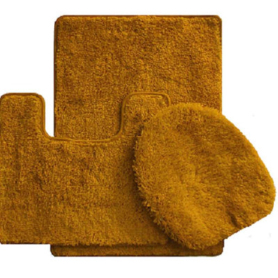 Mckeel Polyester Non-Slip Solid Bath Rug Set