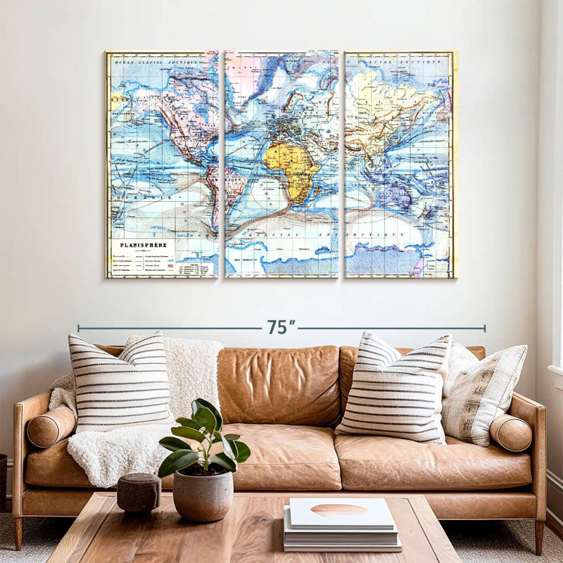 Aletra Planisphere Old Map, 42" H x 65" W