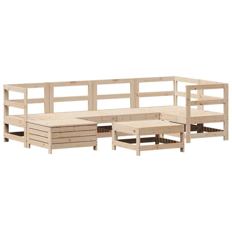 7 Piece Garden Sofa Set Solid Wood Douglas Fir, Naural Pine