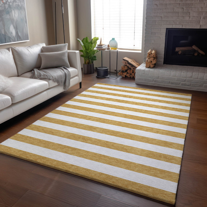 Premium Machine Washable Cerrito AMF528 Gold Rug, Rectangle 8' x 10'