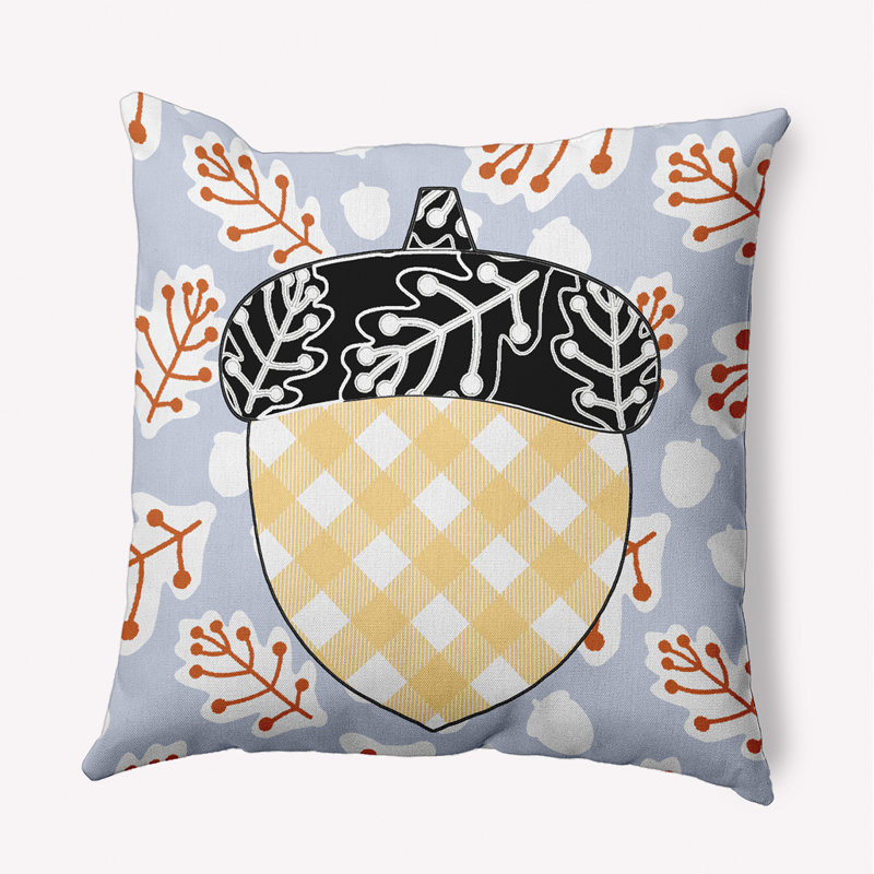 Coussin intérieur / extérieur Acorn, H 16 po x l 16 po, Carré, Bleu brumeux