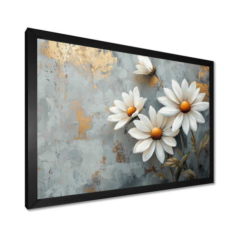 Geraniums Pure Form Minimalisme I - marguerites, art mural, Reproduction encadrée d'une seule photo, Noir, H 12 po x l 20 po
