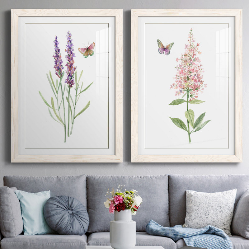 «Wildflower Botanical I», ensemble de 2 reproductions d'art, H 44 po x l 31 po x P 1 po, Papier avec cadre blanc, Blanc